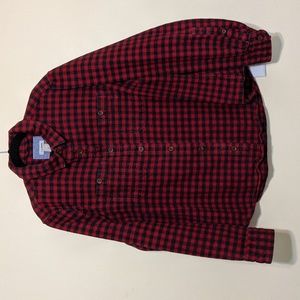 L.L. Bean Red and Black Buffalo Plaid Button Down Shirt Petite Small